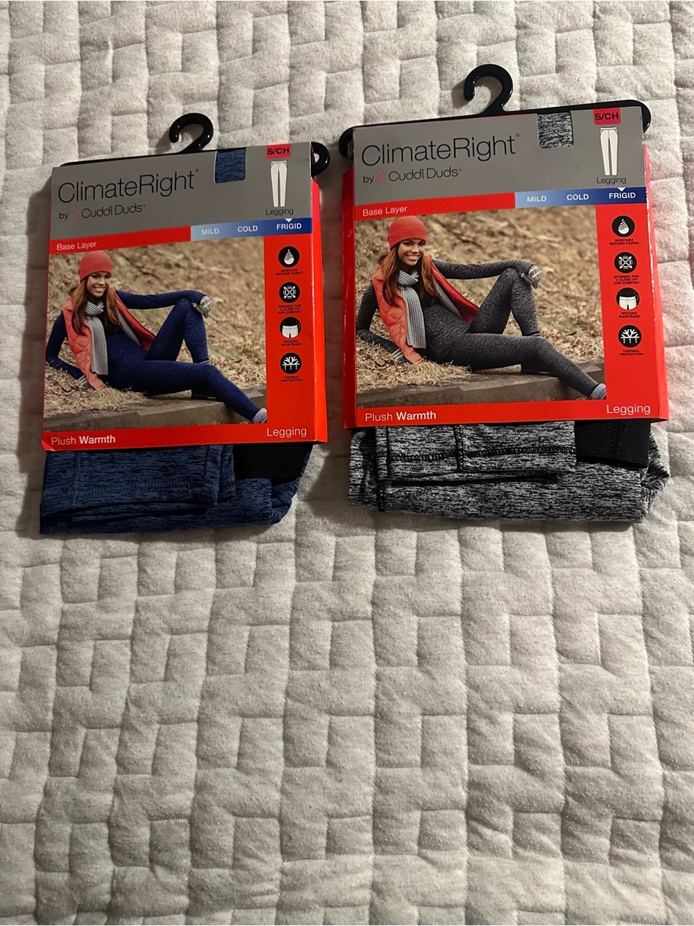NWT ClimateRight Cuddl Duds Plush Warm Leggings S 6-8 Base Layer 2 Pair